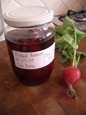Pickled beetroot and a radish